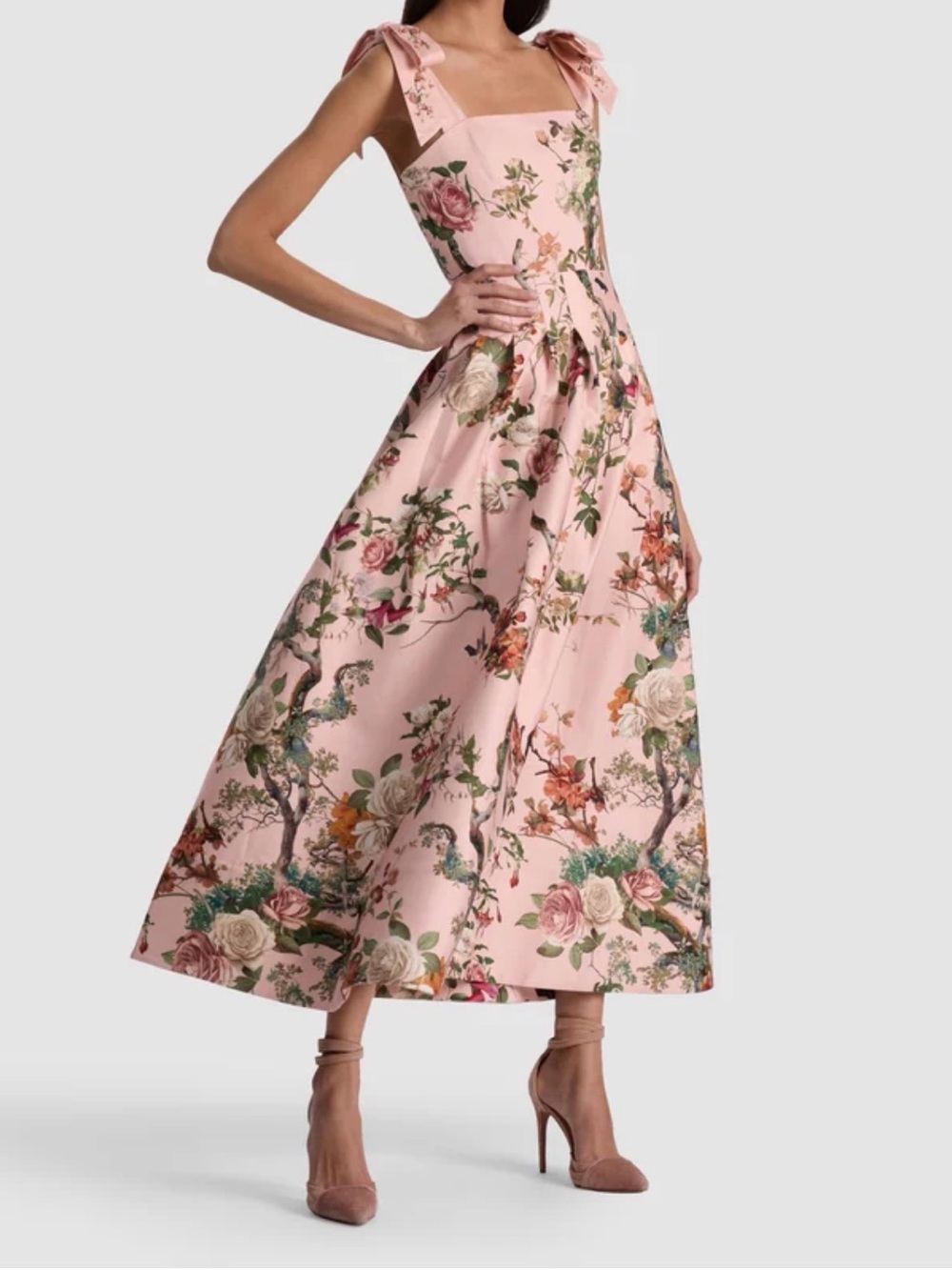 Alice + Olivia sold out -Pink Floral Tie-Shoulder size 10 - Picture 5 of 8